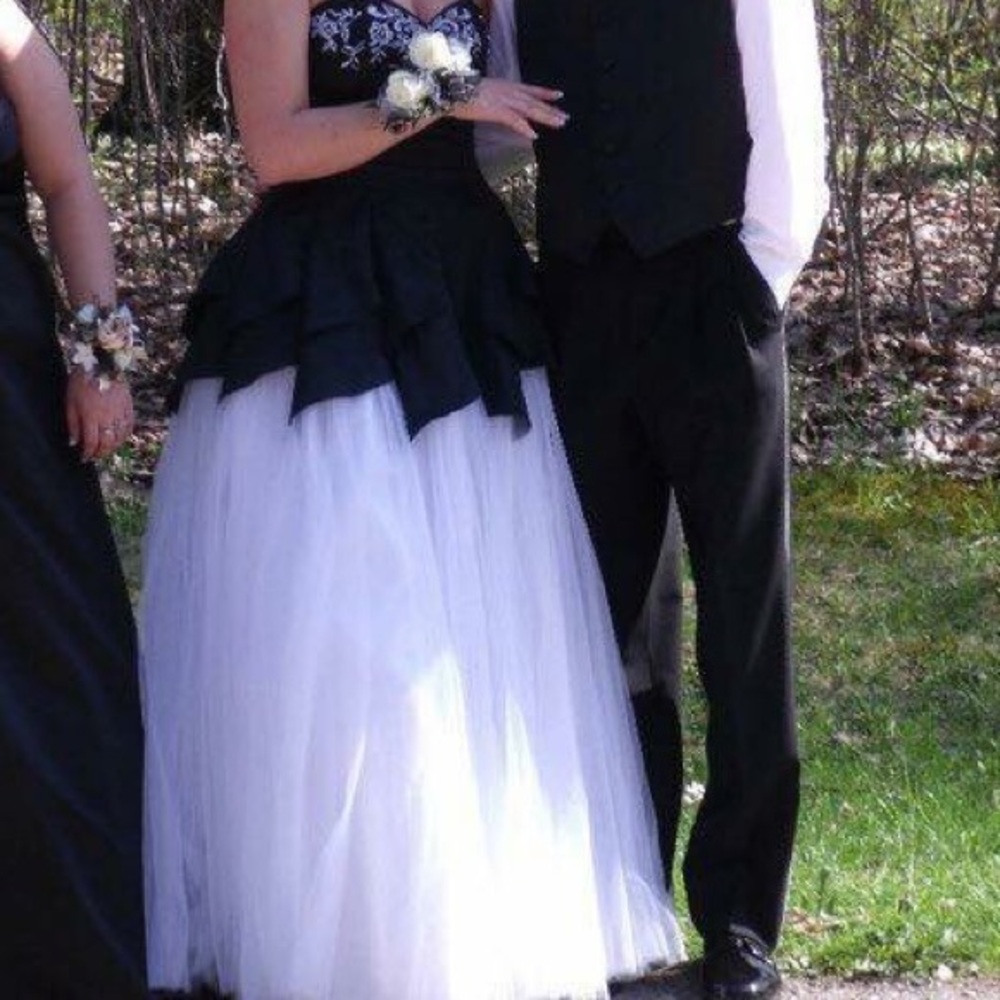 Black and white ball gown